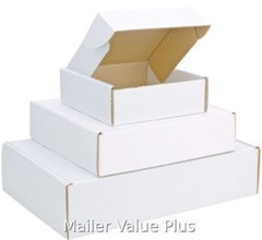 50 – 12 1/8 x 9 1/4 x 4 White Front Tab Lock Protective Shipping Mailer Box