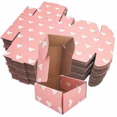 25 Pack Baby Pink Hearts Shipping Boxes, 4 x 4 x 2 inch Recyclable Kraft Corr…