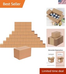 40 Pack Eco-Friendly 10x6x6 Shipping Boxes – Durable Cardboard for Packing