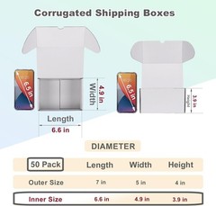 50 Pack Small White Cardboard Shipping Boxes 7x5x4 Inch for Lightweight Items