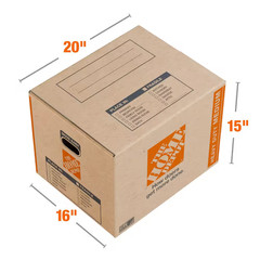 20 In. L X 16 In. W X 15 In. D Heavy-Duty Medium Moving Shipping and Packing Box