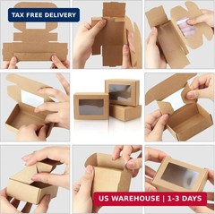 BadenBach 50 PCS Mini Kraft Boxes with Windows,3.33″ x 2.35″ x 1.18″,Small Soap