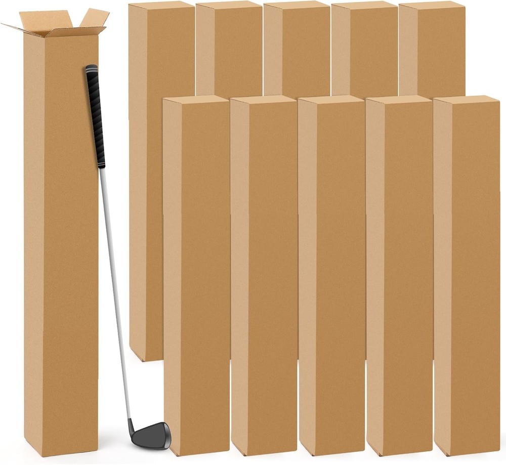 Qilery 10 Pcs 6 x 6 x 48 Inch Golf Club Shipping Boxes 6L x 6 x 6 x 48