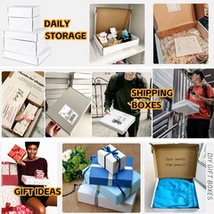 9x6x3 inch Small Shipping Boxes Set of 25, White Corrugated Cardboard Box Lit…