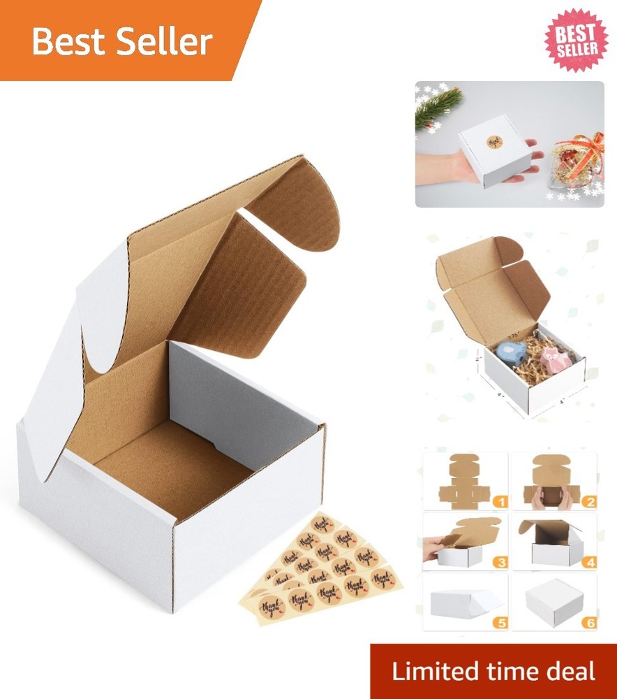 50-Pack 4x4x2″ Corrugated Box Mailers for Secure Shipping and Personalization
