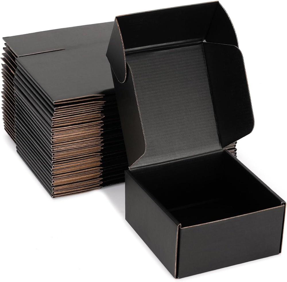 Small Black Shipping Boxes – 25 Pack Corrugated Cardboard Mailing Box Packaging