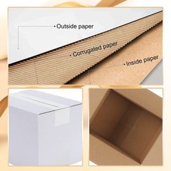 8x6x6 Shipping Boxes Set of 40, White Corrugated Cardboard Box for Mailing Pa…