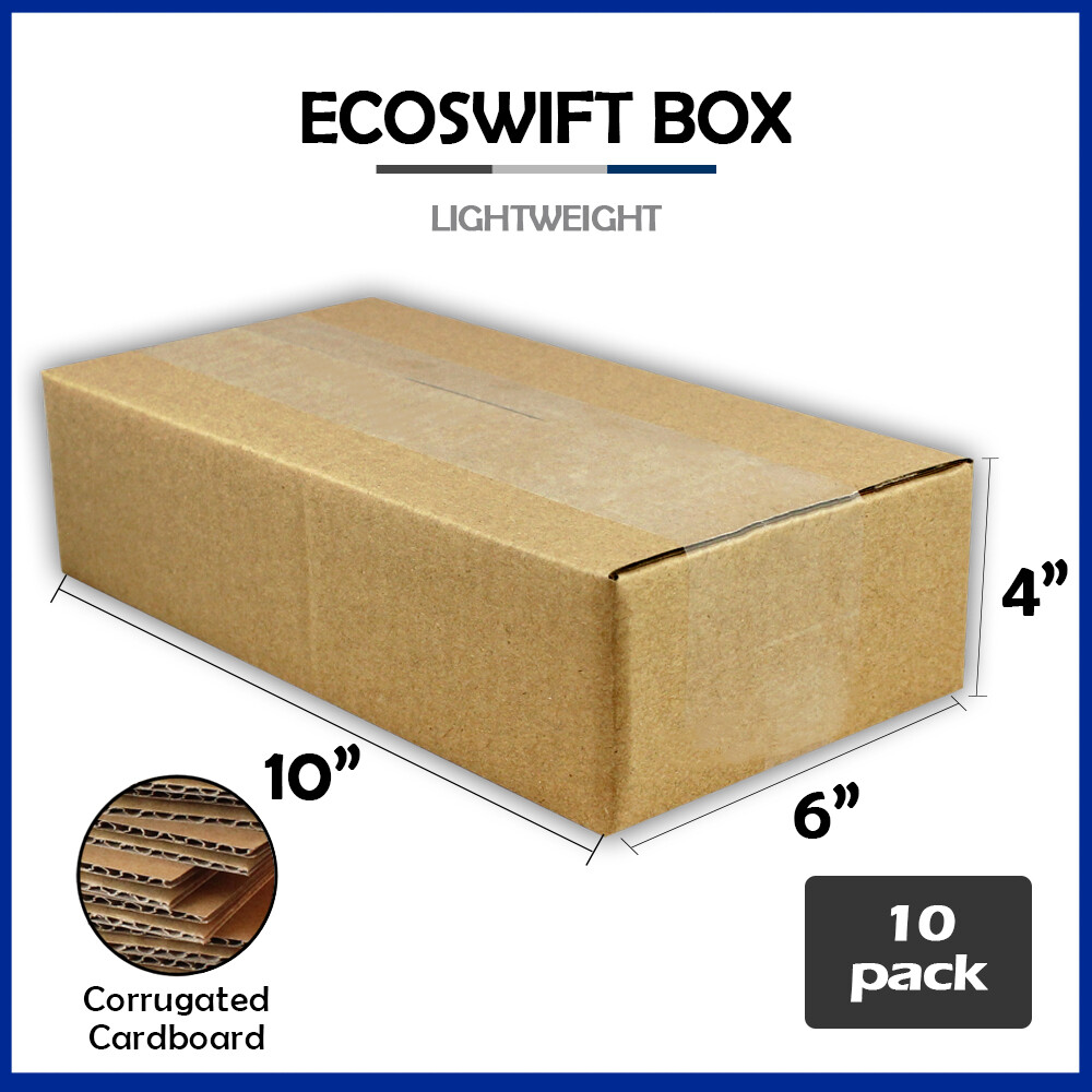 10 10x6x4 “EcoSwift” Brand Cardboard Box Packing Mailing Shipping Corrugated