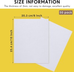 Quality 50 Pack White Cardboard Inserts 8×10 – Ideal for Mailing & Art Projects