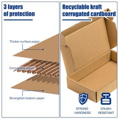 25 Pack Shipping Boxes, 7 x 4 x 2 inch Corrugated Cardboard Packing Small Mai…