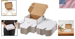 Space-Saving 25 Pack White Corrugated Shipping Boxes 8x6x2 Inch – Easy to Store