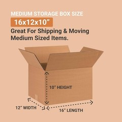 Brand New Shipping Boxes Medium 16x12x10 Standard Corrugated 25-Pack