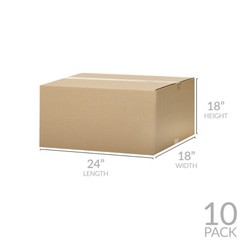 UOFFICE 10 Corrugated Boxes – 24 x 18 x 18″ Cardboard Shipping Box Moving Carton