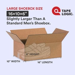 TAPE LOGIC 16 x 10 x 6 Corrugated Cardboard Boxes, Medium 16L x 10W x 6H, Pack o