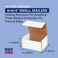 Shipping Boxes Small 8″L X 6″W X 4″H, 50-Pack | Corrugated Cardboard Bo