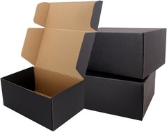 Set of 10 Black Corrugated Shipping Boxes, 12″x9″x4″ with Strong Load-Bearing