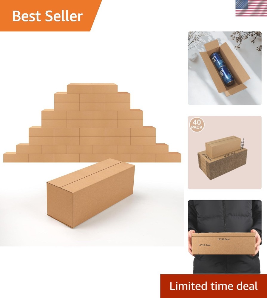 Brand New 40 Pack Small Cardboard Boxes Brown 12x4x4