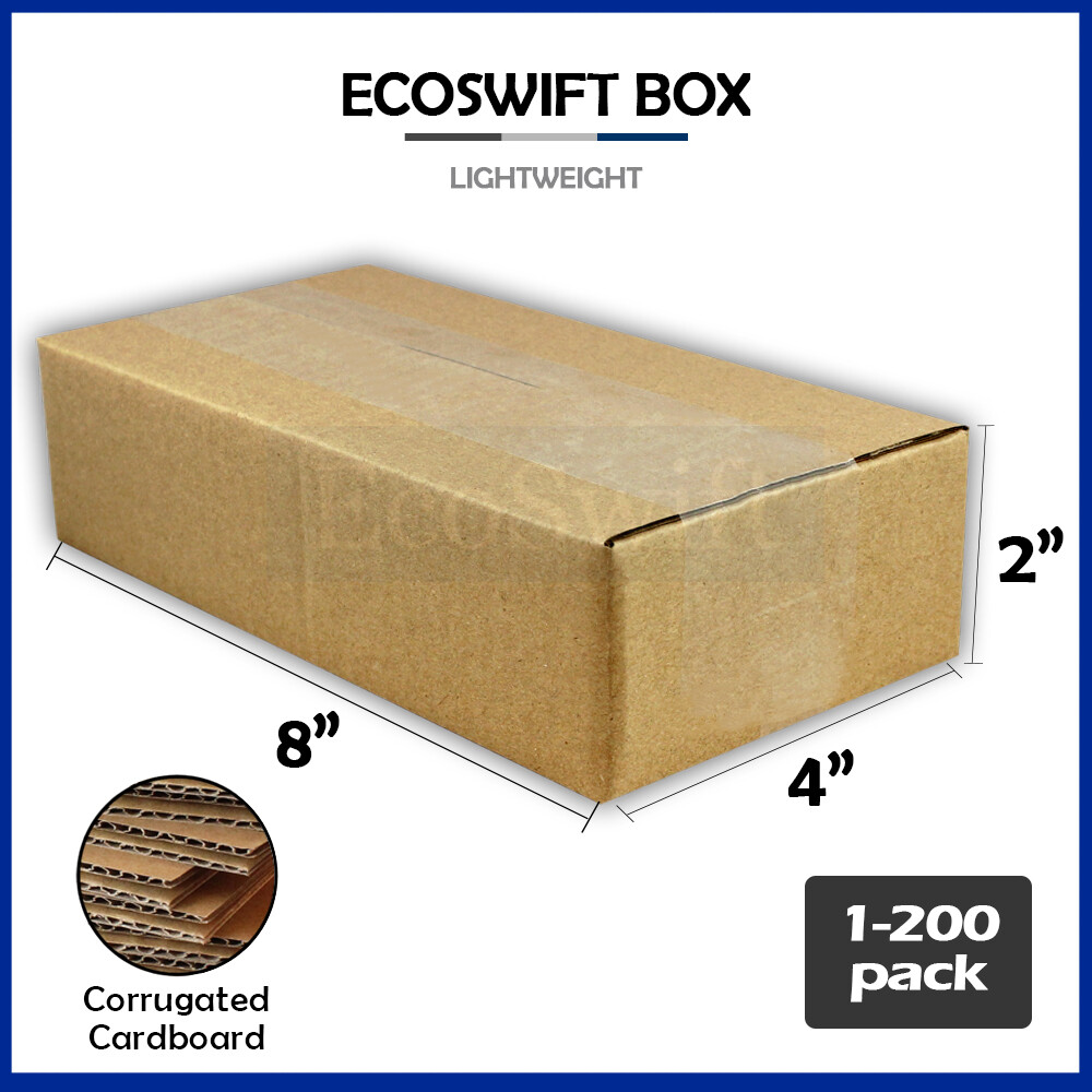 1-200 8x4x2 “EcoSwift” Cardboard Packing Mailing Shipping Corrugated Box Cartons