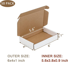 SUNLPH 50 Pack 6X4X1 Inches Small Shipping Boxes, White Corrugated Cardboard Box