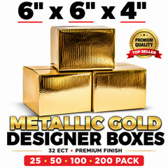 6x6x4 Metallic Gold Shipping Boxes 32 ECT B Flute Gift Mailer Boxes