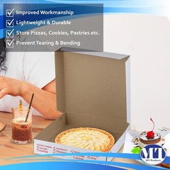 White-Red Pizza Box 12″ x 12″ x 2″ – Extra Thin Pizza Boxes with Design Pack …