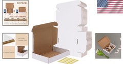 Brand New Shipping Boxes Set of 30, White Corrugated Cardboard Mailer for Sma…