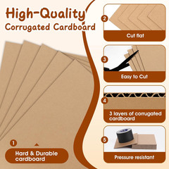 50 Pack 4X6 Corrugated Cardboard Sheets, Flat Cardboard Paper Inserts for Shippi