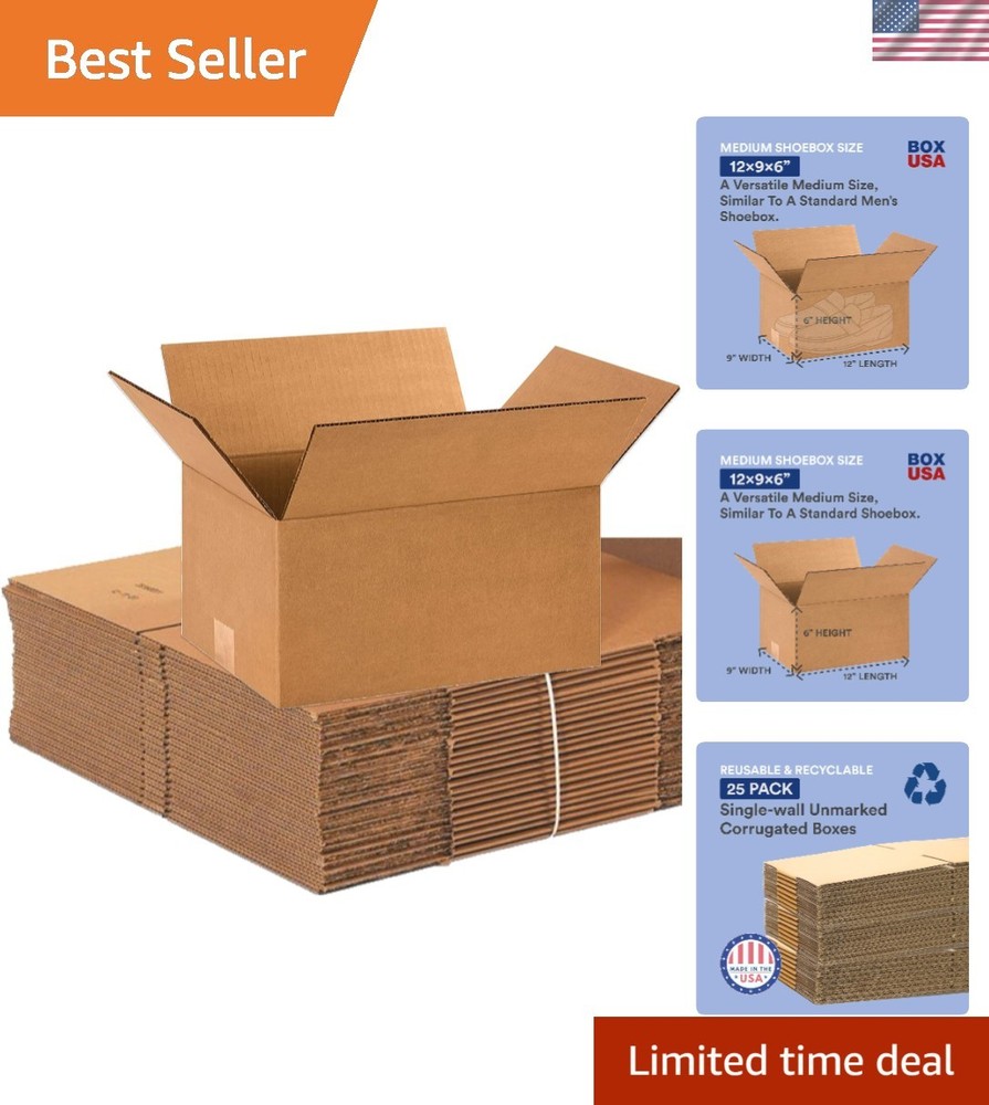 Brand New Shipping Boxes 12x9x6 Kraft 25-Pack