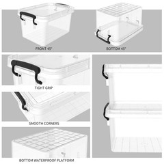 Cetomo Plastic Storage Boxes, Small Storage Box with Lids, No-Frills, Stackab…
