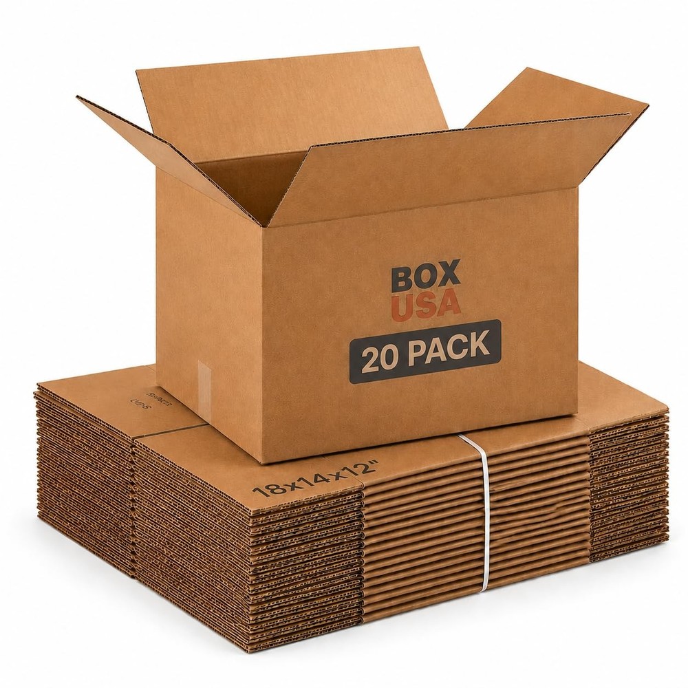 USA Medium Moving Boxes 18L x 14W x 12H 20-Pack – Corrugated Cardboard for , …