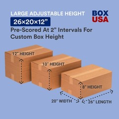 BOX USA Moving Boxes Medium 26″L x 20″W x 12″H x x 12″H, Kraft