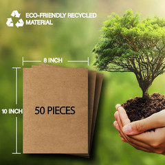 50 Packs 8X10 Inch Corrugated Cardboard Sheets, Premium Brown Kraft Corrugated P