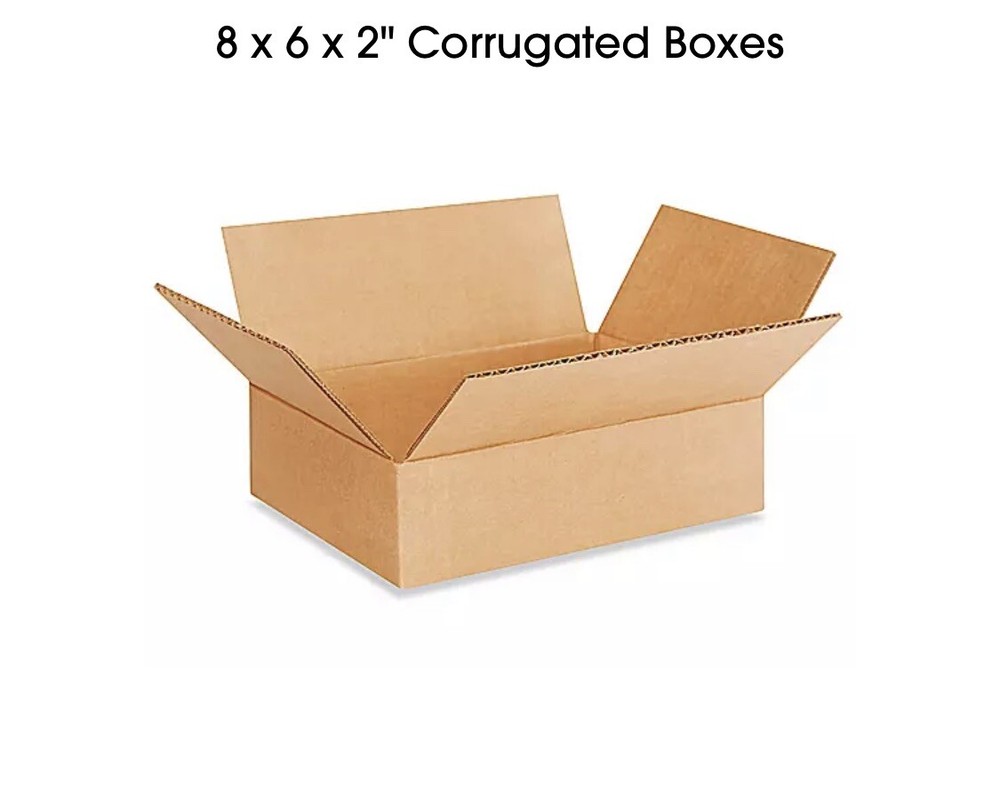 8 x 6 x 2″ Flat Corrugated Boxes 25/Bundle, Brown Shipping/Moving/Packing Boxes