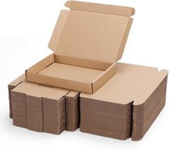 PHAREGE 7x5x1 inch Shipping Boxes Bulk 50 Pack Brown, Tab Lock Tuck Top Mailer B