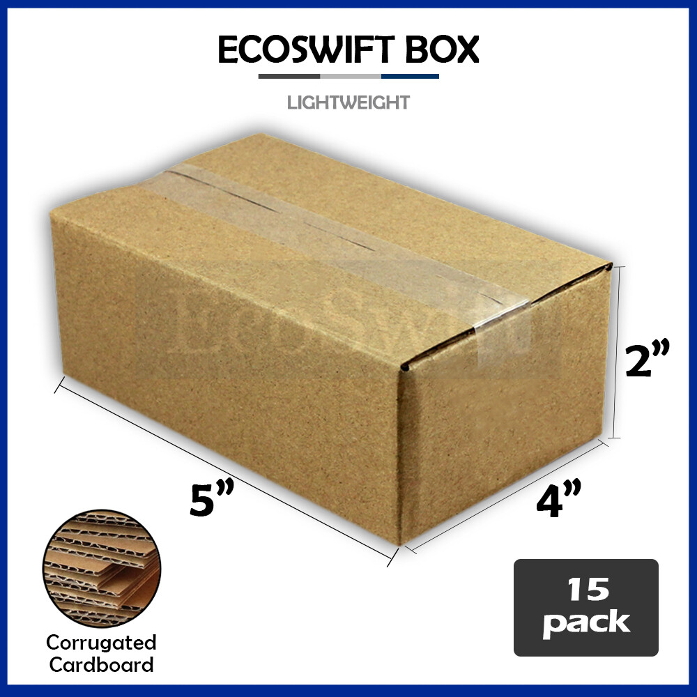 15 5x4x2 EcoSwift Cardboard Packing Moving Shipping Boxes Corrugated Box Cartons