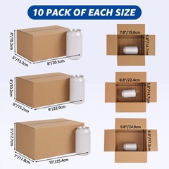 Assorted Sizes Shipping Boxes 30 Pack (10x7x5, 9x6x4,8x6x4), Corrugated Cardb…