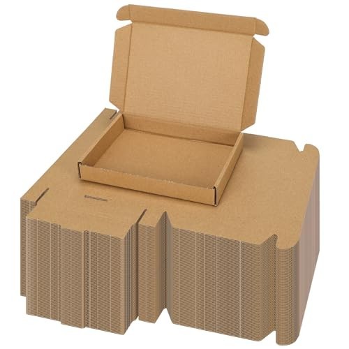 Shipping Boxes 7x5x1-In Tab Lock Tuck Top Corrugated Cardboard Brown 100-Pk