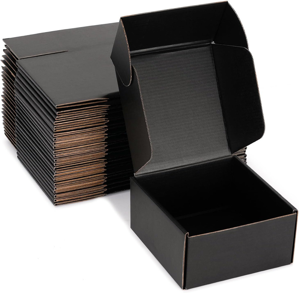 Black Shipping Boxes 6X6X3 Inches, 20 Pack | Easy Assembly, Sturdy 32 ECT Corrug