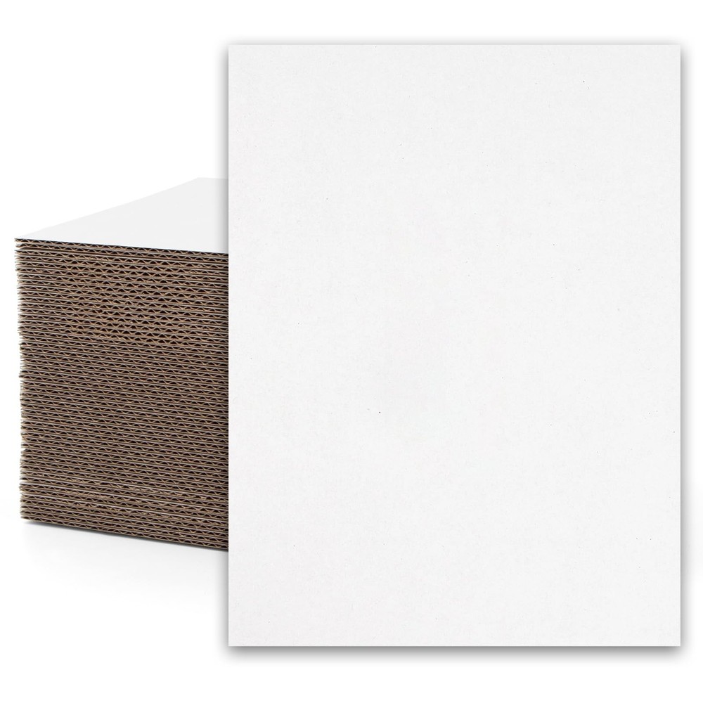Mat Board Center, 50 Pack 9×12 Corrugated Cardboard Sheets, 1/16 inch thick, …