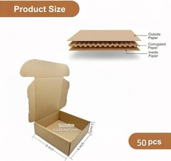 (Set of 10) 6x6x2 Inch Kraft Cardboard Shipping & Storage Boxes