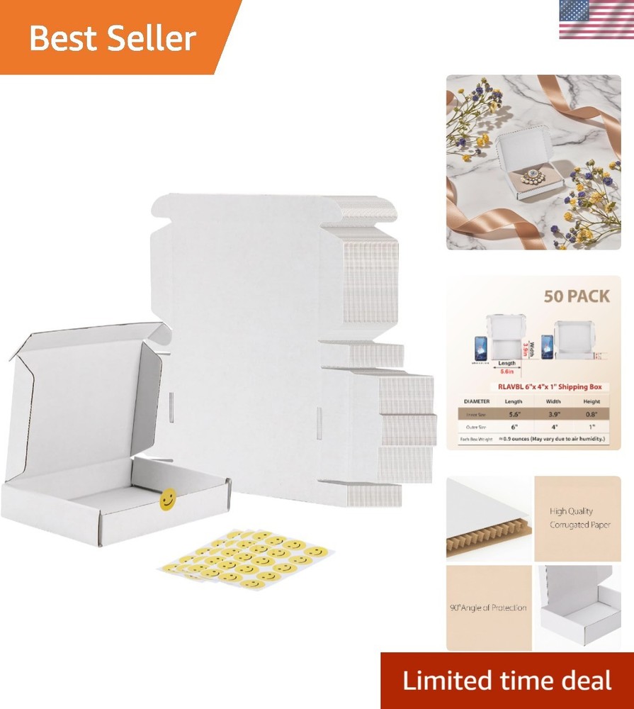 Brand New 6x4x1 Shipping Boxes Set of 50 White Cardboard for Packing