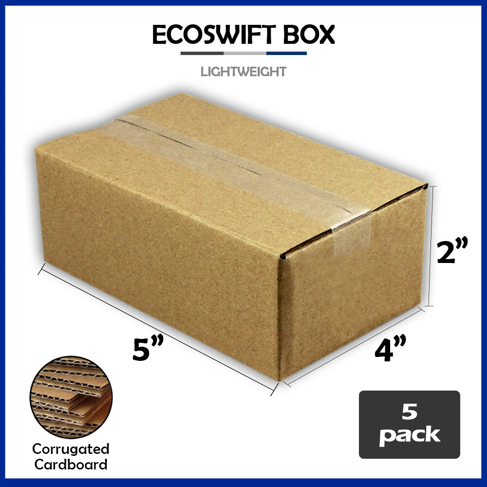 5 5x4x2 “EcoSwift” Brand Cardboard Box Packing Mailing Shipping Corrugated