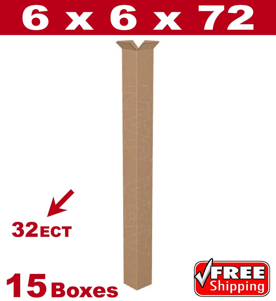 15 – 6x6x72 Cardboard Boxes Mailing Packing Shipping Box 32ECT Corrugated Carton