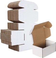 HORLIMER 6x4x3 inches Shipping Boxes Set of 50, White Corrugated Cardboard Bo…