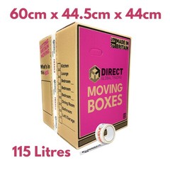 5 Strong, Extra Large, Strong Boxes with Carry Handles and Room List, Shattered…