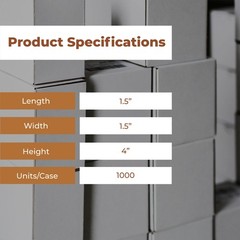 1 1/2 x 1 1/2 x 4″ White Reverse Tuck Folding Carton 1000/Case