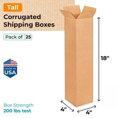 Tall Moving & Shipping Boxes 4″L x 4″W x 18″H (25-Pack) – Extra Strength 200 …
