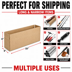 100 Boxes 22x6x6″ Long Corrugated Shipping Boxes ECT-32 Kraft Packing Cartons