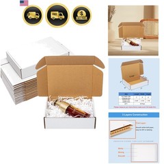 Shipping Boxes 7x5x2″ 25 Pack – White Corrugated Cardboard Box Mailers for Sm…