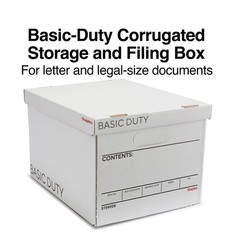 STAPLES Corrugated File Box Lift Off Lid, Letter/Legal Size, White/Black, 10/…